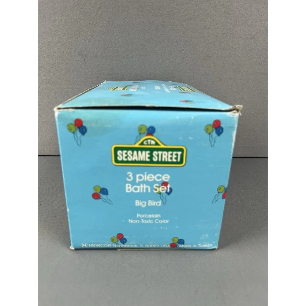 Sesame Street Big Bird‎ Ceramic Soap Dish Toothbrush Holder And Cup Set Of 3 New